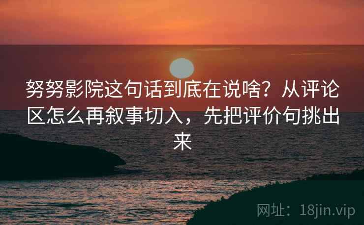 努努影院这句话到底在说啥？从评论区怎么再叙事切入，先把评价句挑出来